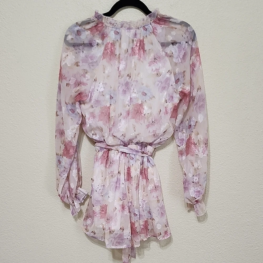 Lena Floral Romper with Tie Front and Ruffle Details - Picture 9 of 16